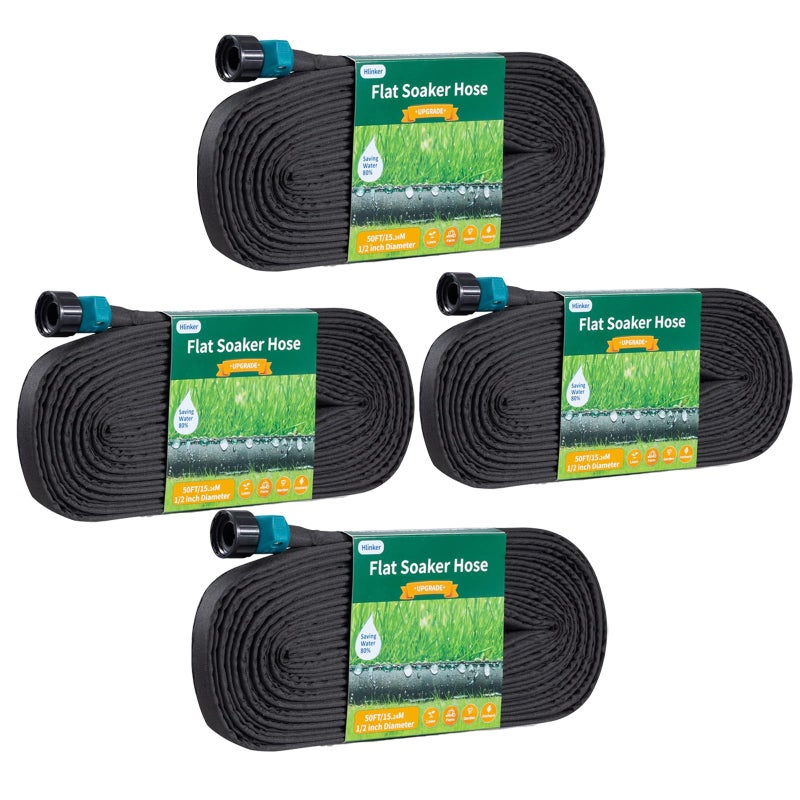 Hlinker خرطوم معتاد على الثمالة 50 200 قدم لأسرة الحديقة 200FT 1/2 "" خرطوم الري بالتنقيط المتسق القابل للربط يوفر 80٪ خرطوم رش عالي التحمل بطبقة مزدوجة مانعة للتسرب - Image 1